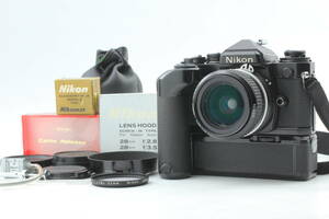 【美品】Nikon FE Black 35mm SLR Film Camera /28mm f2,8 + Winder ニコン 553@AY