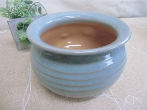 茶道具　建水　茶こぼし　水色　器　陶器　中古品