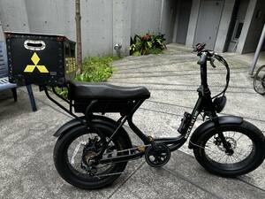 Ebike 美品 ロカフレーム マットブラック(ライト.鍵.スマホスタンド付) FUMA専用国産オイルレザーダブルシート.リアキャリア装着 保証あり