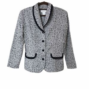 C 美品 Talbots タルボット ジャケット レトロジャケット フリーサイズ相当 グレー ボタニカル