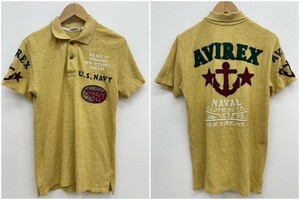 希少 良品 AVIREX アヴィレックス U.S.NAVY 刺繍 ワッペン コットン 半袖 ポロシャツ M メンズ 半袖シャツ 上野商会 綿100% Tシャツ