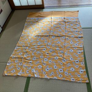昭和レトロ オレンジ 花柄 布団カバー ガーゼ 暖色系 長期保管品 ビンテージ 寝具