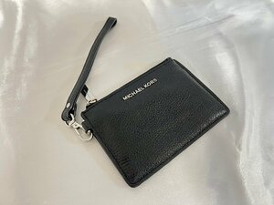 ■【YS-1】 MICHAEL KORS マイケルコース 定期入れ ■ 小銭入れ有り カード入れ3箇所 ブラック系 9cm×13cm 【同梱可能商品】■B