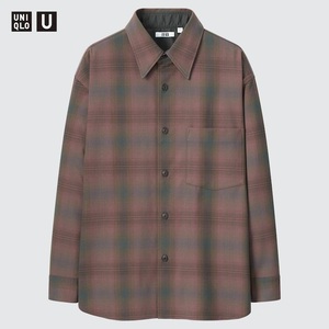 ★新品未使用★UNIQLO U ヘビーフランネルオーバーサイズシャツ パープル Sサイズ タグ付き　ユニクロユー