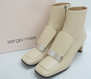 S5 2022FW Sergio Rossi セルジオロッシ sr1 ブーティ 定価￥163900 ライトベージュ 37.5 アンクル ショート ブーツ