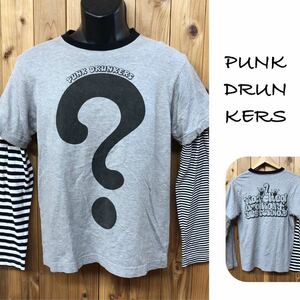 PUNK DRUN KERS◇パンクドランカーズ /メンズM 長袖Tシャツ ロンT 重ね着風 ボーダー柄 バックプリント カジュアル 古着