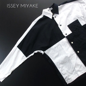 【ISSEY MIYAKE イッセイミヤケ】白タグ ビンテージ ブロッキンングシャツ サイズM MADE IN JAPAN!!