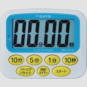送料無料★佐藤計量器(SATO) タイマー 大型 時計付 TM-19LS 1709-02 (大型ボタン)