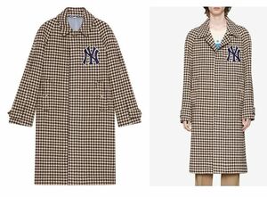 GUCCI グッチ ニューヨークヤンキース　パッチ付き パッチ ハウンドトゥース コート メンズ ・48 13247020