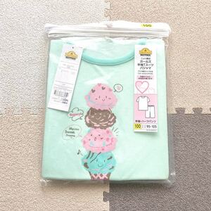 パジャマ/半袖Tスーツ/半袖Tシャツ/ハーフパンツ/半ズボン/100/女の子/ガールズ/新品/タグ付/半袖/TOPVALU/イオン/アイス柄/ピンク/緑/黄色