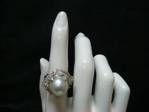 ◎豪華な白蝶真珠　１２，５ｍｍ　ダイヤモンド１，５５カラット　リング　プラチナ製◎