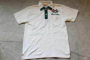 CUSHMAN クッシュマン レーシング 半袖 ポロシャツ チェーンステッチロゴ size M レトロ 70-80’ｓ ヴィンテージデザイン 