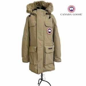 CANADAGOOSE カナダグース ダウンジャケット ダウンコート ダブルジップ　ワッペン　ベージュ　ブラウン　大きめ　XS ML フード　ファー