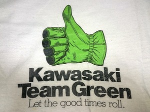 ’70sカワサキTEAM GREENチームグリーン七分袖TシャツKawasakiローソンレプリカKZ1000RスーパーバイクAMAスーパークロスGPz750F