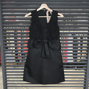 【未使用】N°21 ノースリーブ リボンデザイン ミニ ドレス ワンピース 15A-H141-5077 ヌメロヴェントゥーノ 黒 ブラック 36 S 07632