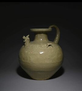 中国 古美術 唐物 壷 宋代 唐代 越窯 青磁 鶏首壺 大幅 高さ37cm