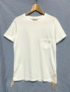 ★美品　REMI RELIEF レミレリーフ　刺繍フリンジ ポケットTシャツ 日本製 ホワイト S