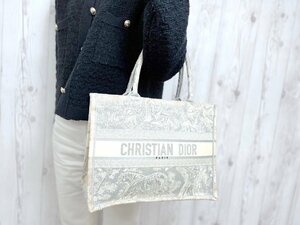 極美品 Christian Dior クリスチャン ディオール ブックトート ミディアム リバース トワル ドゥ ジュイ トート バッグ グレー A4可70517Y