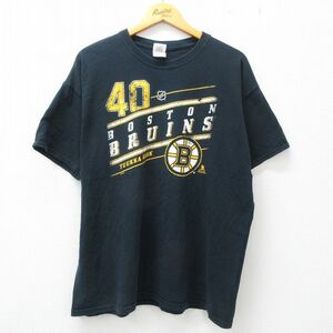 XL/古着 半袖 ビンテージ Tシャツ メンズ 00s NHL ボストンブルーインズ コットン クルーネック 黒 ブラック 23jun23 中古