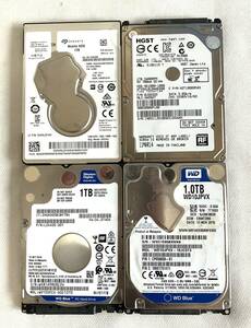 ★1円スタート★2.5インチ(ノートPC用) Seagate HGST WD SATA HDD 1TB (4枚セット）/ 動作チェック済 / フォーマット済