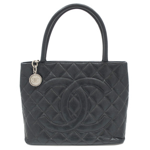 【栄】シャネル CHANEL トートバッグ 復刻トート A01804 キャビアスキン BK/SV金具 女性 6番台/7桁シリアル 保存袋