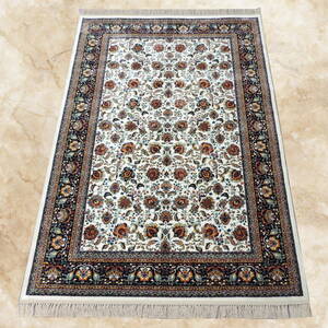 ペルシャ絨毯の本場から美しい色柄のシルク調高級ウィルトン織り高密度の絨毯/50万ノット230ｃｍｘ150ｃｍ/ＮＯ：0718-ｍ