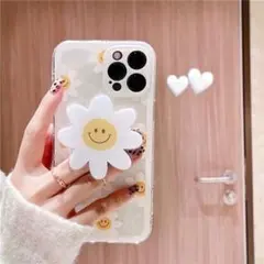 iPhone12mini 対応 花 デイジー スマイル ニコちゃん ポップ付