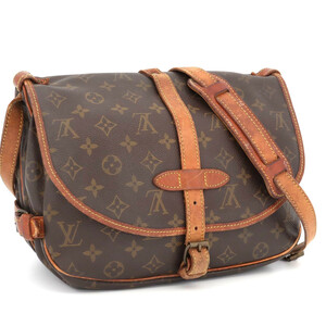 ルイヴィトン LOUIS VUITTON モノグラム ソミュール30 ショルダーバッグ 斜め掛け ブラウン レザー メンズ レディース M42256