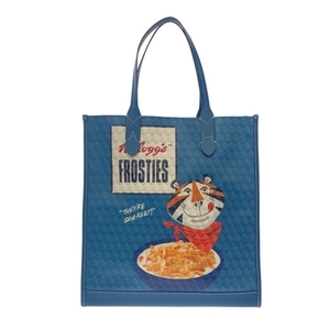 アニヤハインドマーチ Anya Hindmarch トートバッグ 189071 Shopper Frosties PVC(塩化ビニール)×レザー ブルー×ブラウン×マルチ 美品