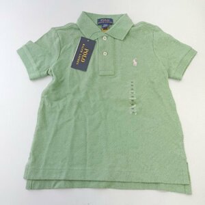 ◇ ◎ ●未使用● POLO RALPH LAUREN コットン メッシュ ロゴ刺? キッズ 半袖 ポロシャツ サイズ2/2T グリーン メンズ E