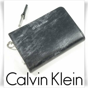 新品1円～★CK CALVIN KLEIN カルバンクライン メンズ 牛革レザー L字ファスナー 4連キーケース スマートキー 小銭入財布 箱付き ◆2343◆