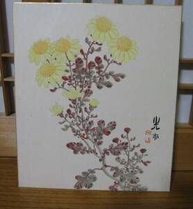 色紙　肉筆　小菊　小さめの色紙です（18×21㎝）　菊の絵　菊　秋の掛軸　掛軸　秋物