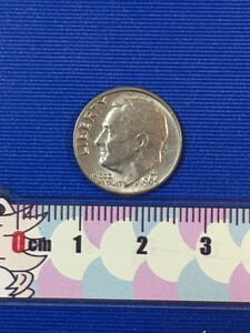 アメリカ旧硬貨　1969年one dime 1枚。