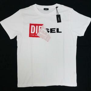 新品正規品 DIESEL ディーゼル T DIEGO QA 半袖 丸首 クルーネック 新旧 ブランド ロゴ Tシャツ ホワイト S
