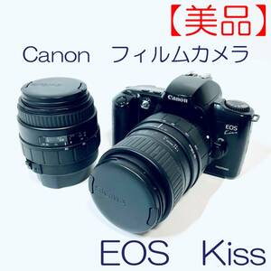 【美品】フィルムカメラ　Canon　EOS　Kiss　PANORAMA　ダブルズーム　シグマ35-80mm&70-210mm 　　 SN(8333560 2179782 1009837) ID(444)