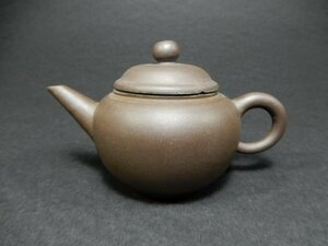 中国　宣興製清香　紫泥　後手急須　印有　茶注　煎茶道具　茶道具　コレクション　Q-360