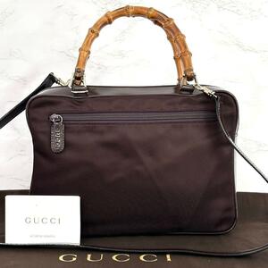 極美品 グッチ GUCCI 2way ハンドバッグ ショルダーバッグ バンブー 自00188