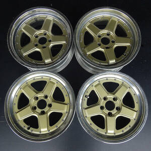 215番80年代当時物新品希少4枚　WORK ワークEWING WINNER　Equip　17×8/8.5ゴールド金銀3ピーススポークPCD114.3ホイールエクイップ深リム