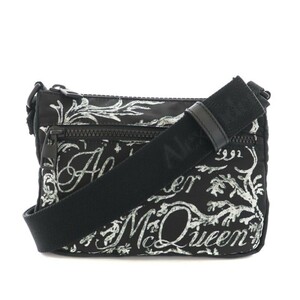 ALEXANDER MCQUEEN SMARTPHONE NYLON SHOULDER BAG WITH PAINTING BLAKE ボディバッグ ショルダーバッグ 総柄 黒 白 メンズ レディース