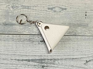 さんかくコインケース８ＤＧ【牛革　シュリンク　白系】ハンドメイド②