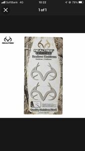 ステンレス製エンブレム】Realtree / リアルツリー　ロゴ: 約7x10cm 2枚入り: 狩猟 射撃 シューティング ハンティング キャンプ 迷彩