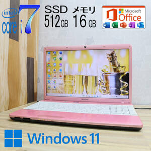 ★中古PC 最上級4コアi7！新品SSD512GB メモリ16GB★VPCEH29FJ Core i7-2670QM Webカメラ Win11 MS Office2019 Home&Business★P70860