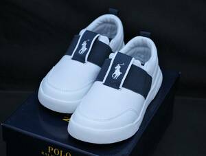 SALE！訳あり特価【新品】US13 20.3cm POLO RALPH LAUREN ポロ ラルフローレン KINGSTYN SLIP ON スリッポン ホワイト/ネイビー