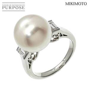 ミキモト MIKIMOTO 12号 リング 白蝶真珠 12.6mm ダイヤ 0.44ct Pt プラチナ パール 指輪 South Sea pearl Ring 90210735