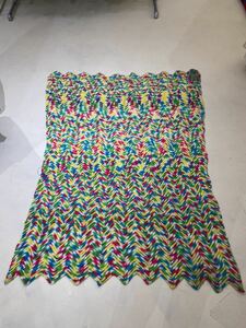 vintage knit rug アメリカ古着 ビンテージラグ ニットラグ レトロラグ 絨毯 テーブルクロス カーペット ラグ インテリア ヨーロッパ古着