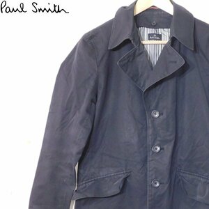 ポールスミスPS Paul Smith■コットン100％ ハーフコート カシミヤ混ウールライナー付き■M■ブラック ※NK3523102