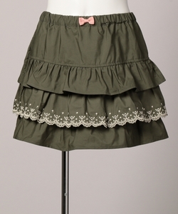 新品 組曲 anyFAM フリル 110cm フレアースカート 刺繍 アーミーグリーン モスグリーン カーキ 子供用 女の子 緑色 オリーブグリーン