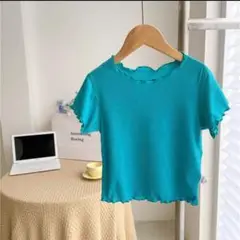 【新品未使用】リブT メロウ 90サイズ　トップス Tシャツ ブルー 春夏