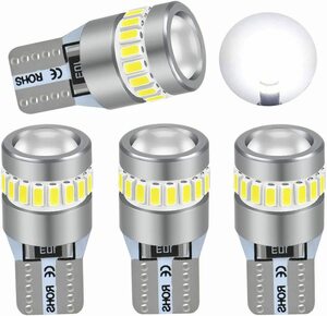 【送料込】（ホワイト (4個入））　T10 led ホワイト 爆光 最新型レンズ集光 ledルームランプ 19個のLED