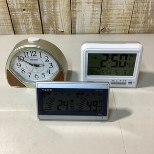 SEIKO セイコー mag 置時計 目覚まし時計 アナログ時計 デジタル時計 SATO 温度計 湿度計 3点セット